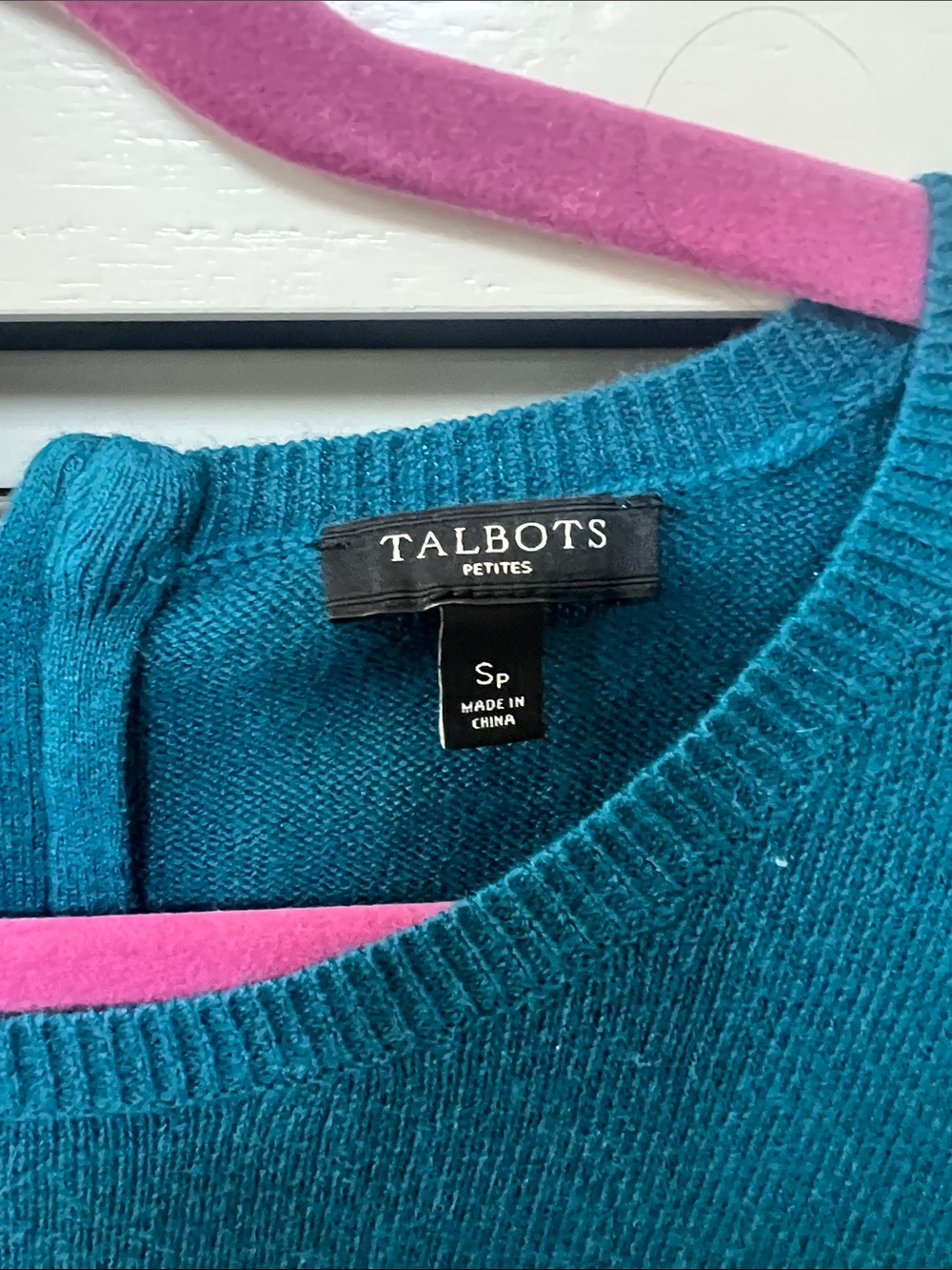 Talbots teal hedgehog sweater petite small - Picture 2 of 4